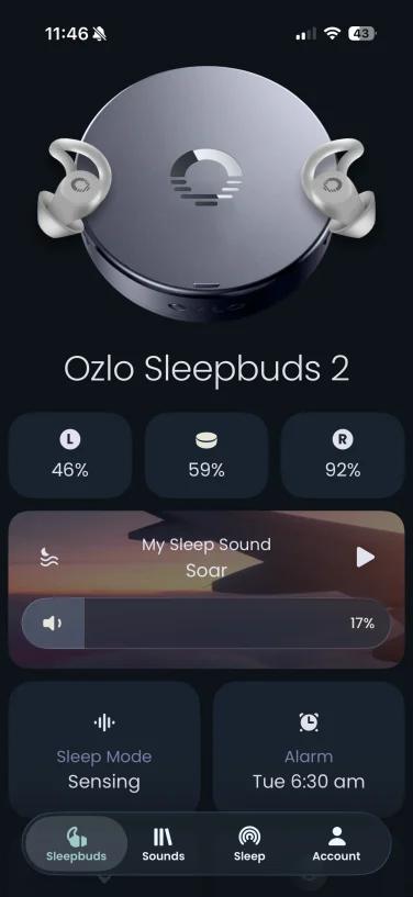 main screen of ozlo app