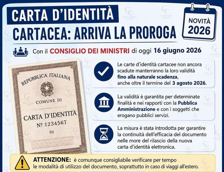 📌ATTENZIONE: CARTA DI IDENTITÀ CARTACEA VALIDA ANCHE DOPO IL 3 AGOSTO