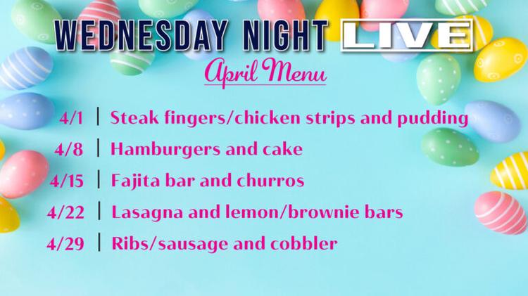 Wednesday Night Live Menu