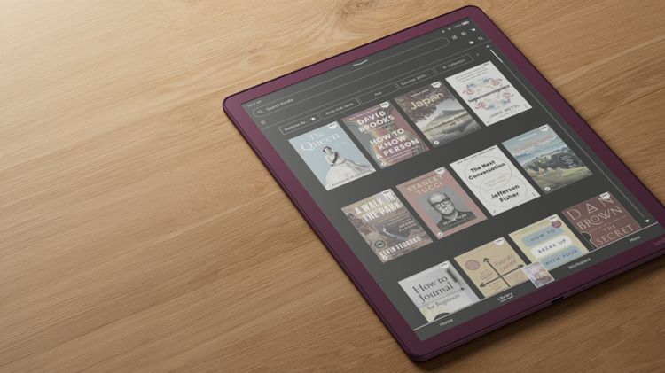 A Kindle Scribe Colorsoft in dark mode.