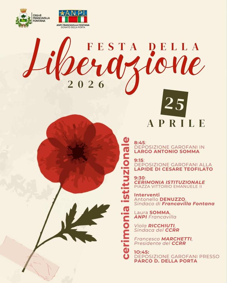 25 aprile – Festa della Liberazione Sabato 25 aprile l'Amministrazione Comunale celebra la Festa della Liberazione con l...