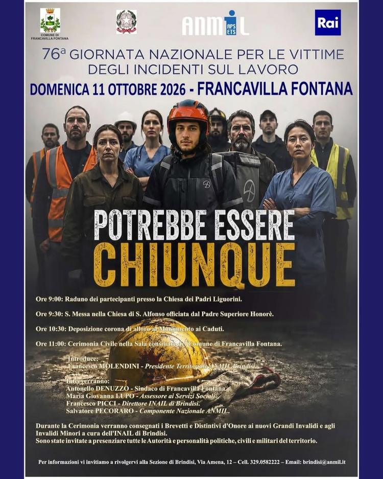 Domenica 11 ottobre Francavilla Fontana ospiterà la celebrazione provinciale della 76ª Giornata nazionale per le vittime...