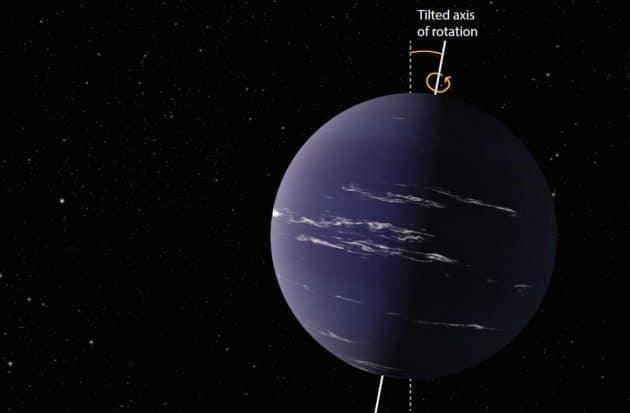 Künstlerische Darstellung eines achsengeneigten Exoplaneten (Illu.). Copyright: NASA