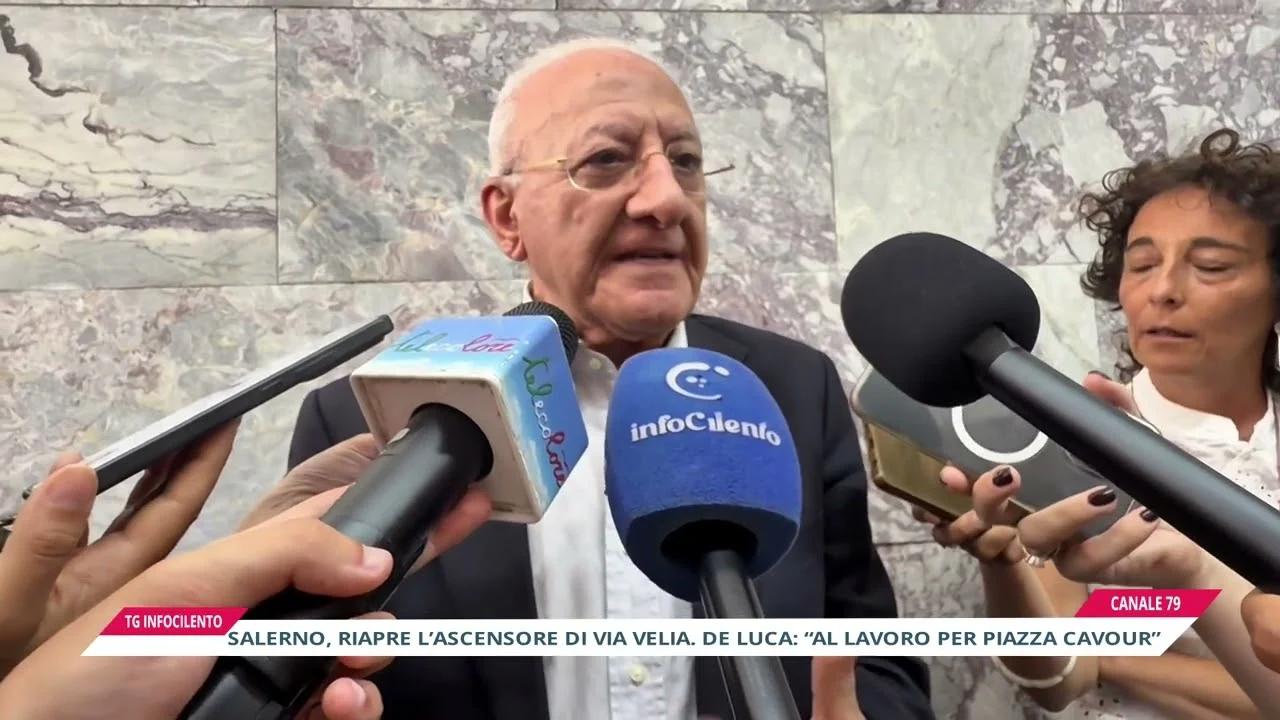 Salerno, riapre l’ascensore di Via Velia. De Luca: ” Al lavoro per Piazza Cavour”
