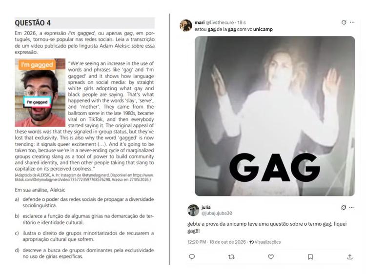 'I'm gagging': entenda expressão que caiu na prova da Unicamp e gerou memes nas redes