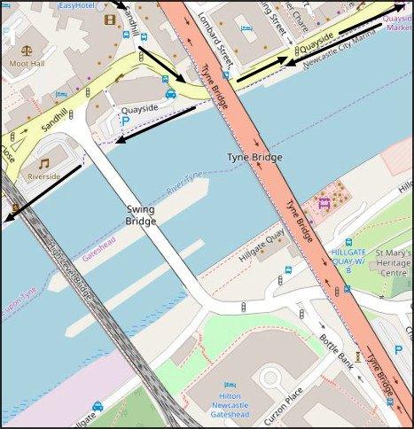 Part 2 of the Newcastle City Centre Run 7km under Tynebridge, Swing Bridge, and the Highlevel Bridge