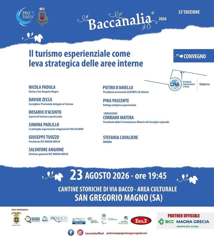 Baccanalia  è anche confronto e approfondimento sui temi che riguardano da vicino le nostre aree interne, la loro promoz...