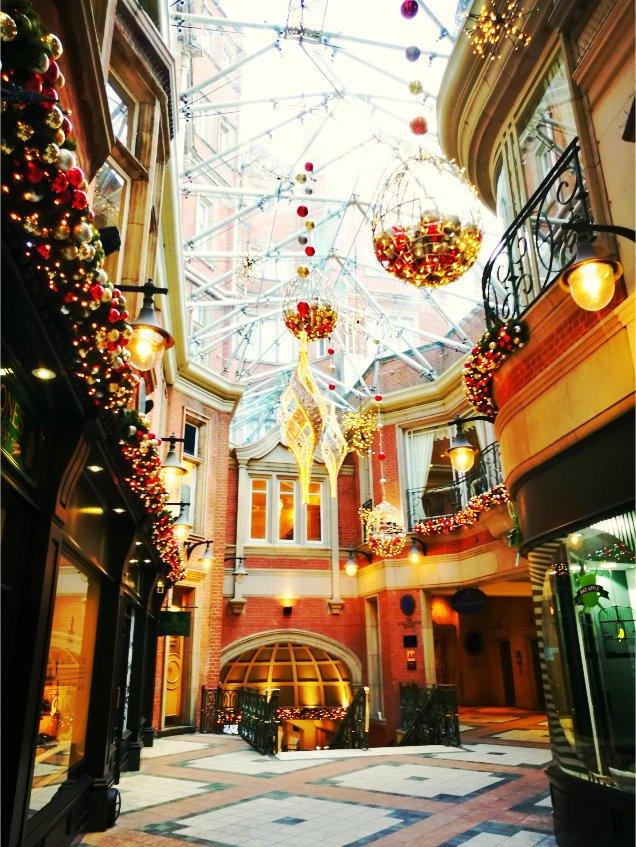 The inside of the Burlington Hotel, Birmingham at Christmas