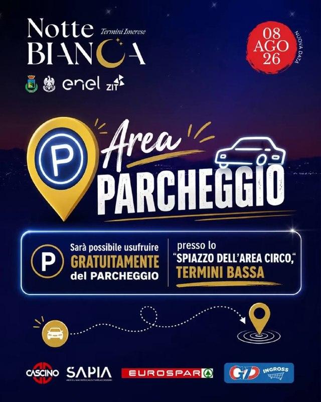 🅿️ - 𝐀𝐑𝐄𝐀 𝐏𝐀𝐑𝐂𝐇𝐄𝐆𝐆𝐈𝐎 – 𝐍𝐨𝐭𝐭𝐞 𝐁𝐢𝐚𝐧𝐜𝐚 In occasione della Notte Bianca, sarà possibile usufruire...