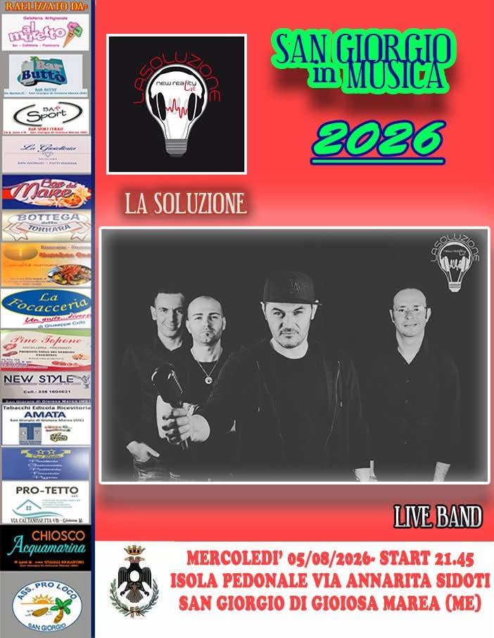 🎶 SAN GIORGIO IN MUSICA 2026 🎶 L’energia del rock arriva sul lungomare di San Giorgio di Gioiosa Marea! 🤘🔥 Mercoledì...