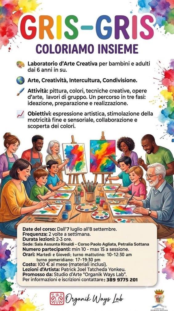 🎨GRIS - GRIS COLORIAMO INSIEME🎨 •Laboratorio d'Arte Creativa• 🗓 dal 7 LUGLIO all'8 SETTEMBRE 2026;  2 volte a settima...