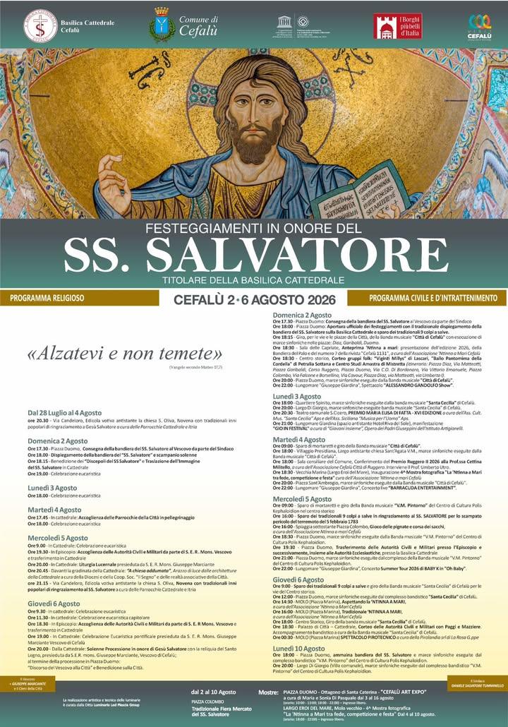 PROGRAMMA DEI FESTEGGIAMENTI IN ONORE DEL SS. SALVATORE 2026 TITOLARE DELLA BASILICA CATTEDRALE CEFALÙ, 2-6 AGOSTO  Prog...