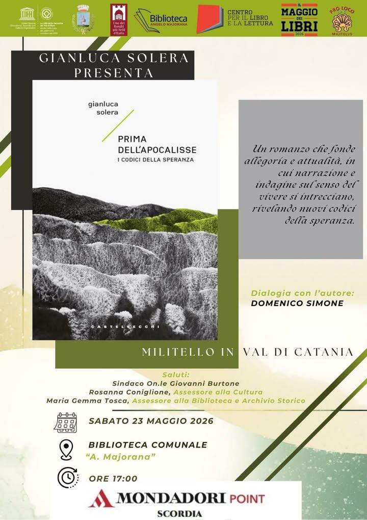 🗓️Sabato 23 Maggio 2026 ⏰ 17:00  📍Biblioteca Comunale "A. Majorana" Nell'ambito della campagna nazionale Il Maggio dei...