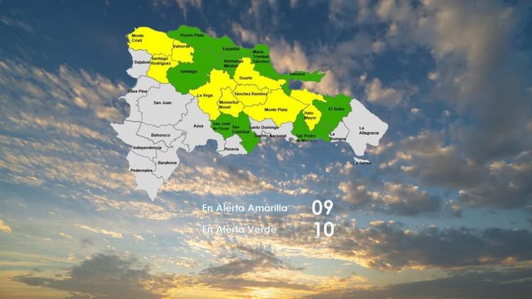 Disminuyen a nueve las provincias en alerta amarilla y 10 en verde por efectos de vaguada