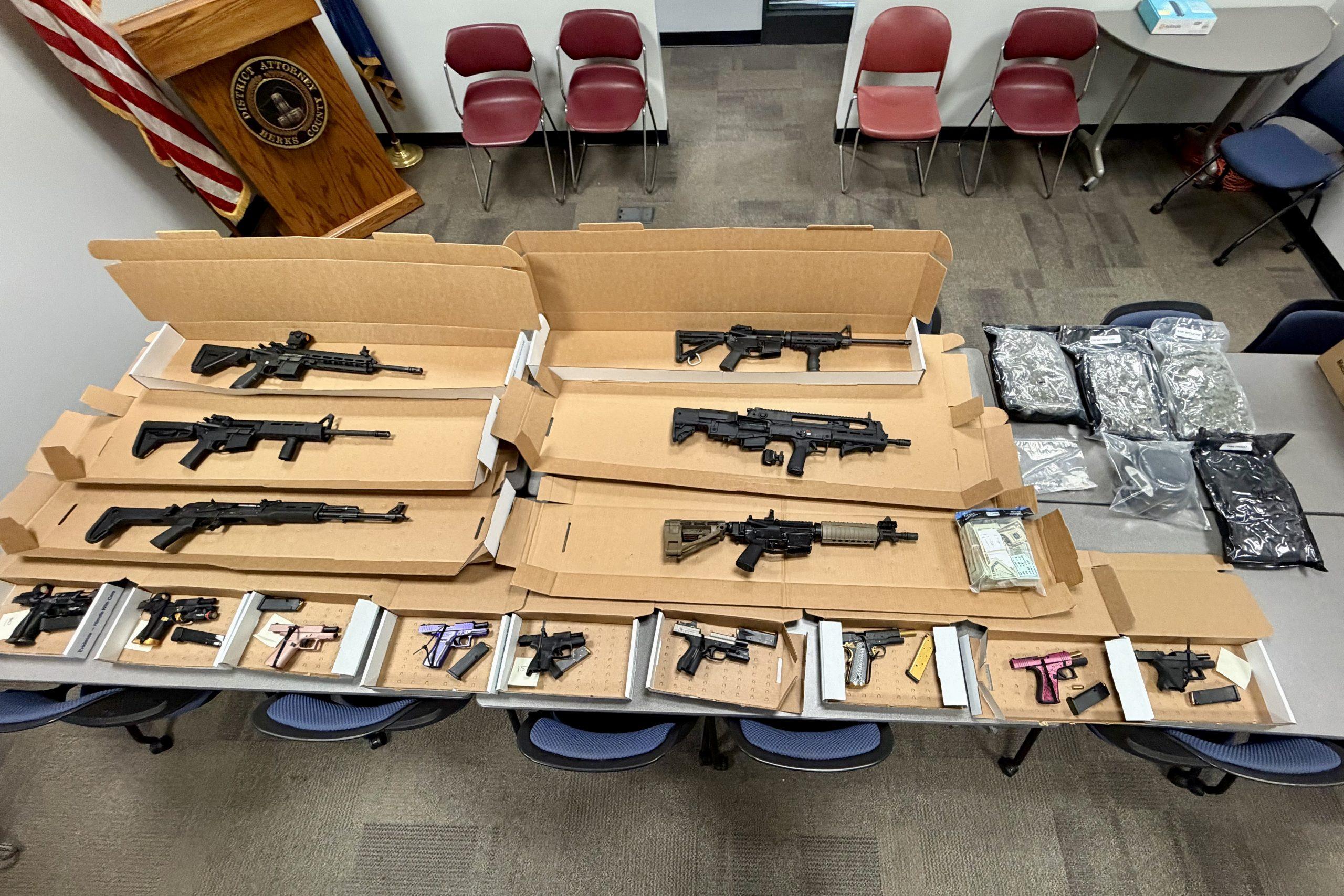 Exeter Township man charged after investigators seize drugs, 15 firearms and more than $37,000, DA says