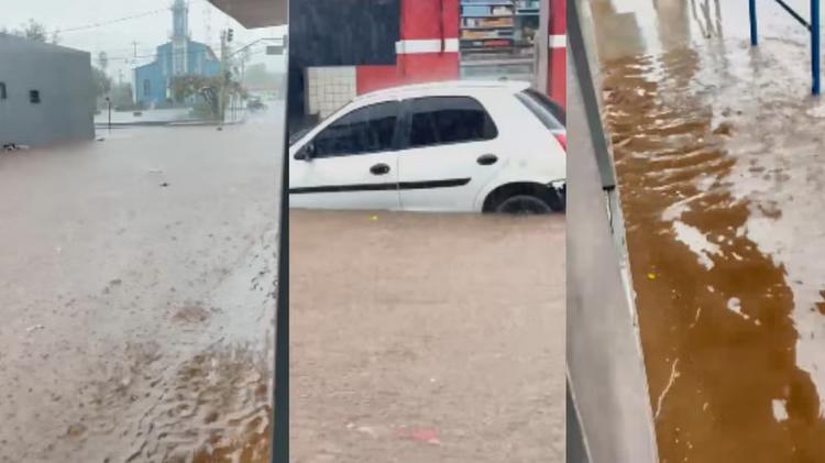 Ruas ficam alagadas após forte chuva no Sul do Piauí; veja vídeo