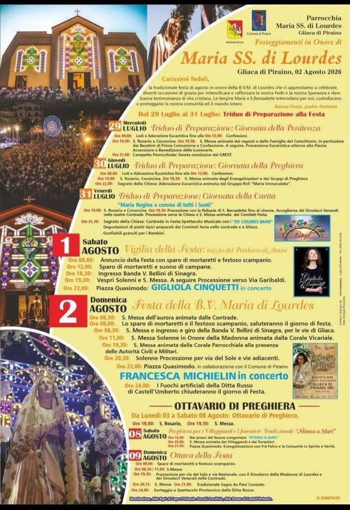 📌Festeggiamenti in onore di Maria SS. di Lourdes 🙏🏻