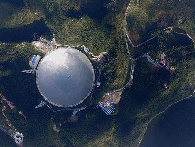 Blick auf das “Five-hundred-meter Aperture Spherical Telescope” (FAST). Copyright: FAST