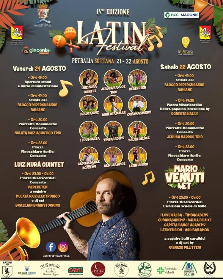 🪇IV EDIZIONE del LATIN FESTIVAL PETRALIA🪇 ●Programma Ufficiale● 🗓️ 21 e 22 AGOSTO 2026 VENERDÌ e SABATO  📍 Petralia...
