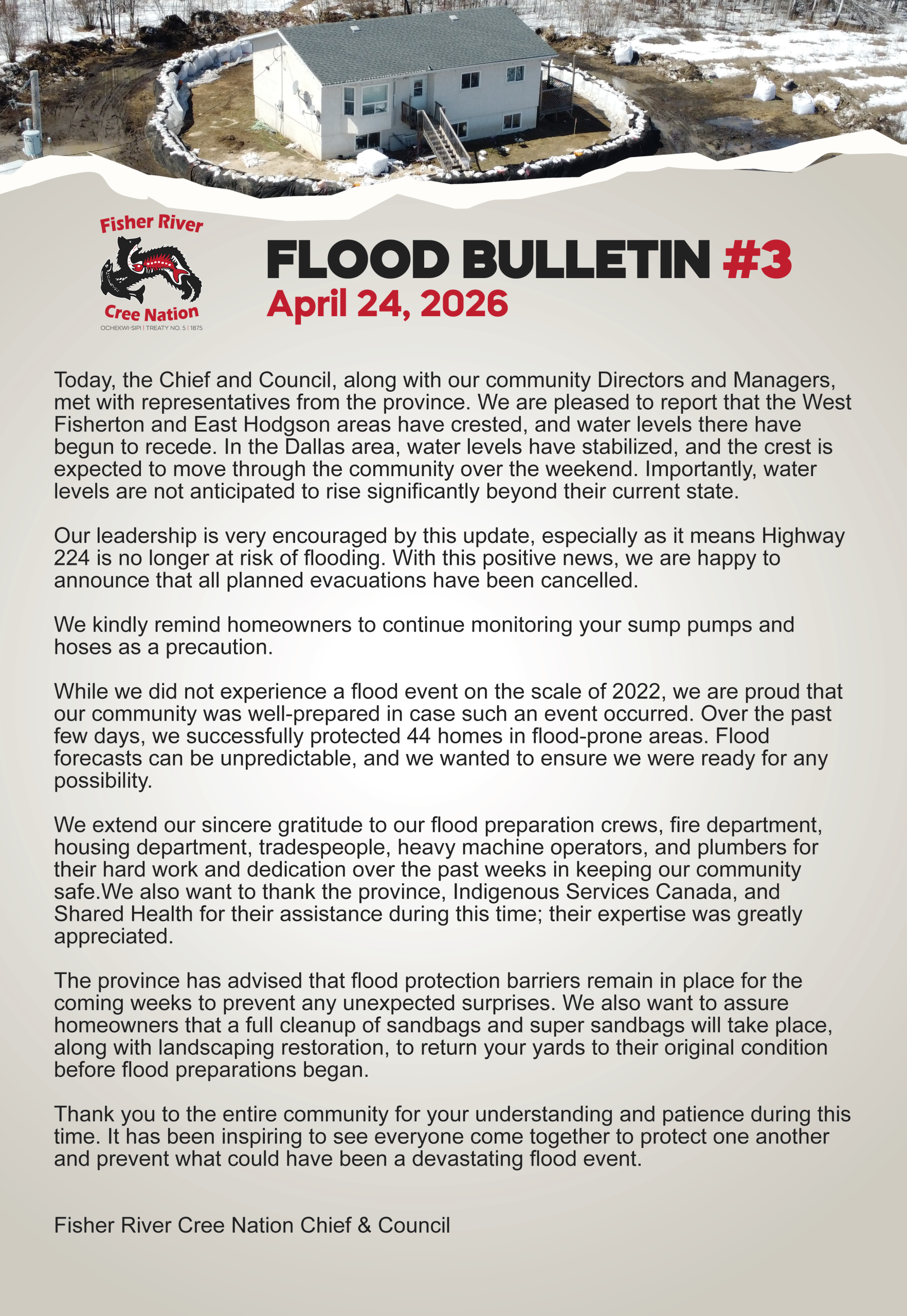 Flood Bulletin #3 – April 24, 2026