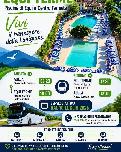 🚍 A Equi Terme gratuitamente partendo da Aulla! 💦 Vuoi trascorrere una giornata a Equi Terme senza pensieri? È disponi...