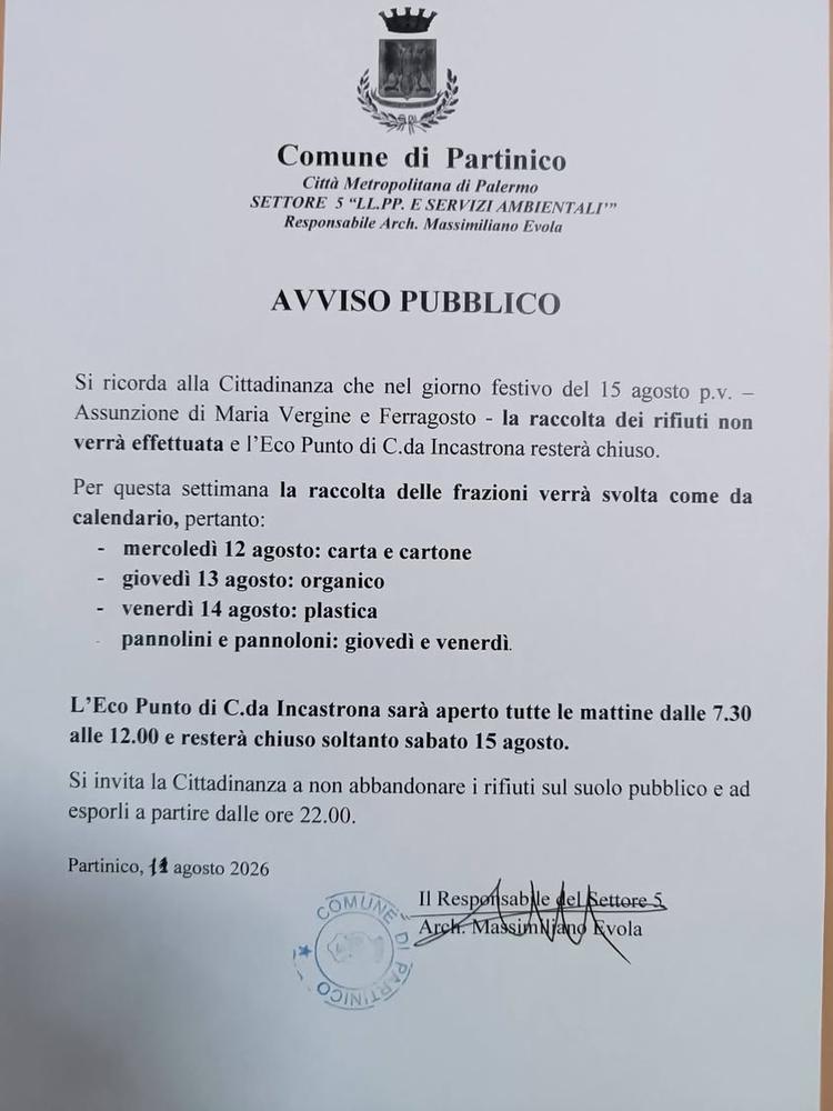 Raccolta Differenziata per la settimana di ferragosto