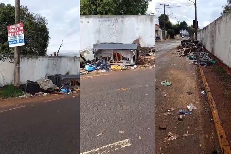 ‘Lixão’ em frente a escola é formado há anos por descarte ilegal