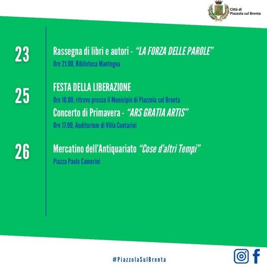 🗓️ Gli eventi di questa settimana di Aprile a 📍Piazzola sul Brenta! #librieautori #bibliotecamantegna #relazioniintern...