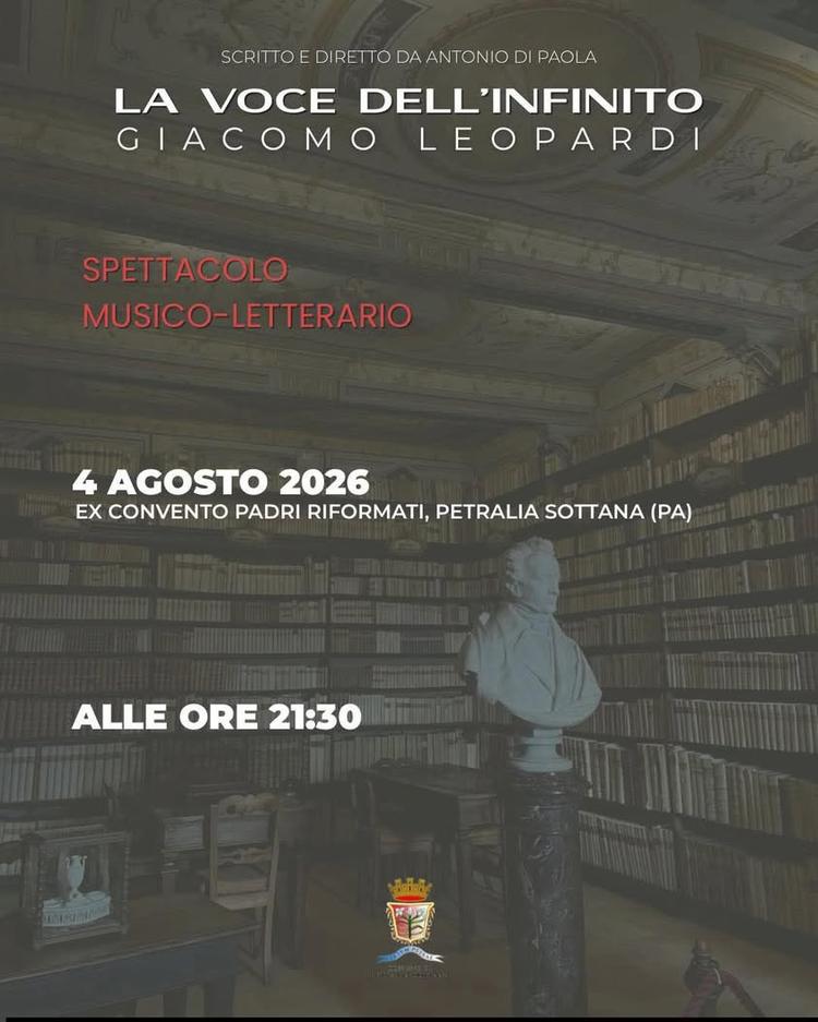 🗓 4 AGOSTO 2026 MARTEDÌ  🕤 ore 21.30  📍 Ex Convento dei Padri Riformati di Petralia Sottana  🎵📖 Spettacolo Musico -...