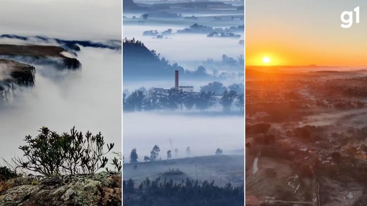 Geada e 'mar de nuvens' mudam visual no amanhecer do RS neste sábado