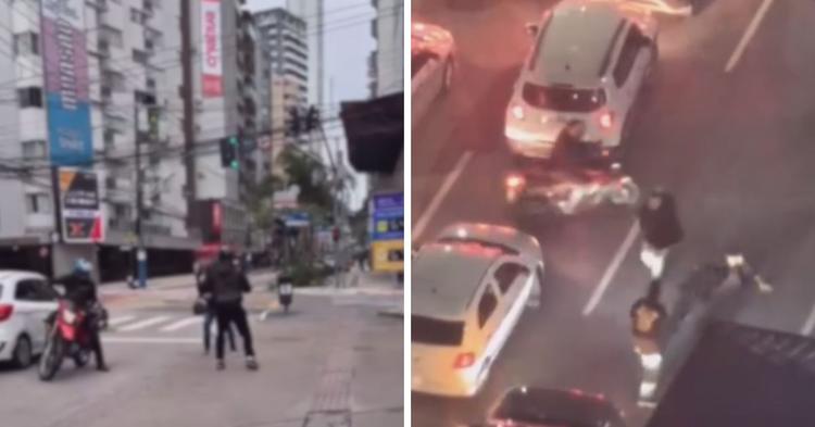 Vídeo: motociclistas são flagrados durante brigas de trânsito em avenidas de Balneário Camboriú