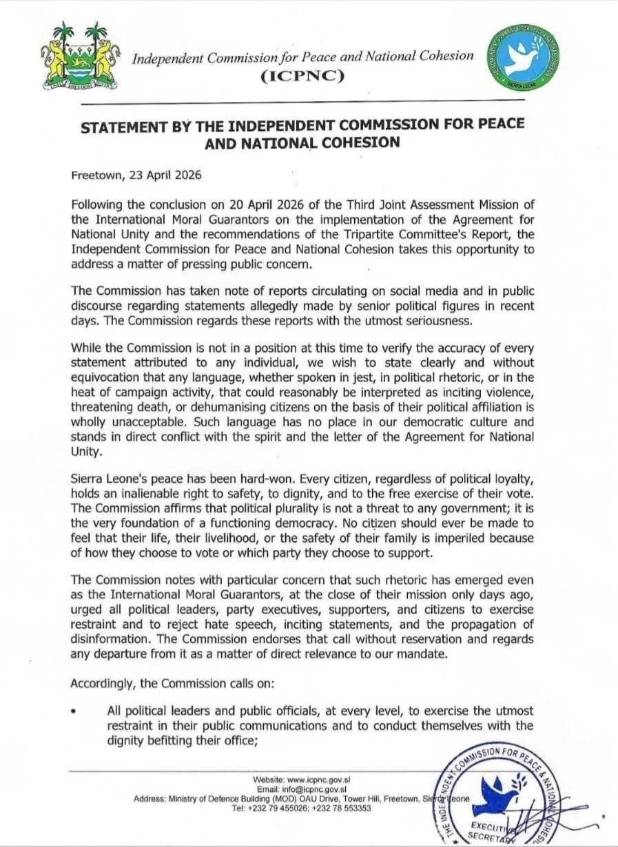 Peace Commission Warns Political Leaders Over ‘Inflammatory Statements’