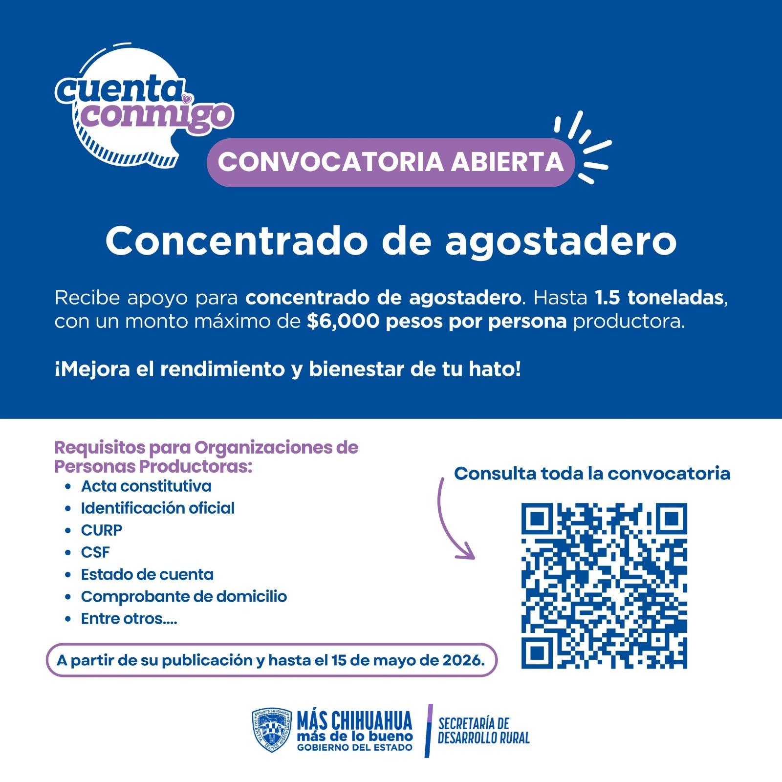 Abre convocatoria Desarrollo Rural para adquirir concentrado de agostadero
