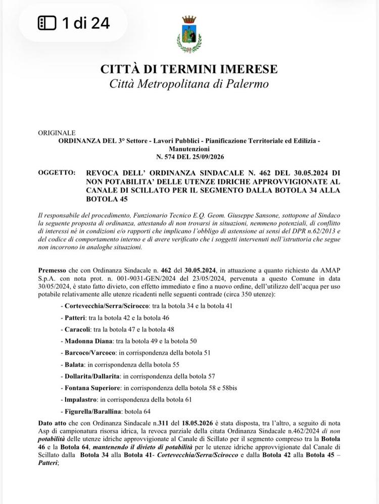 MASSIMA DIFFUSIONE!ACQUA POTABILE💦 Cari concittadini, ho appena revocato il divieto di utilizzo dell’acqua per uso pota...