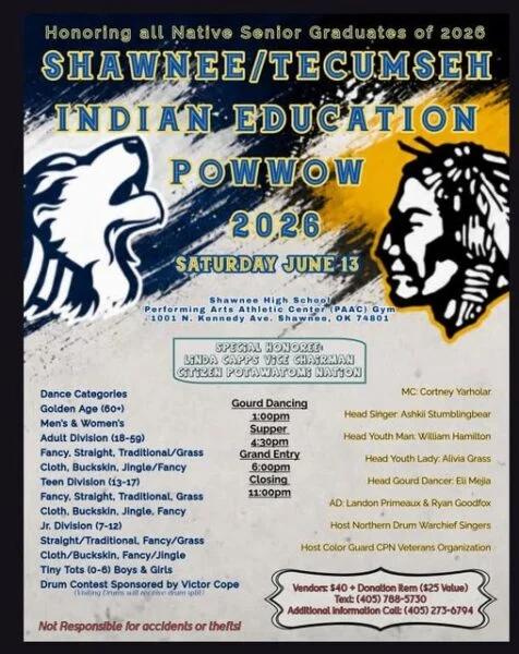 Shawnee/Tecumseh Indian Education Pow Wow 2026