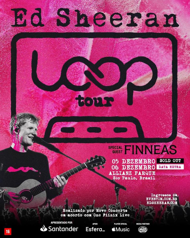 ED SHEERAN confirma show extra em São Paulo após ingressos para a primeira data se esgotarem rapidamente