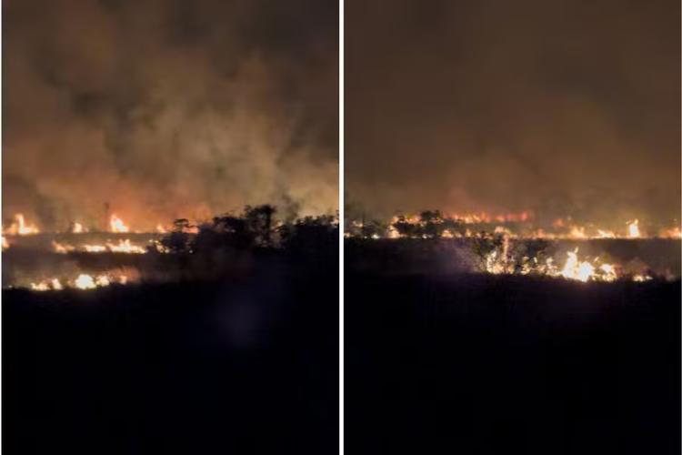 Incêndio de grandes proporções atinge fazendas e mobiliza bombeiros, exército e produtores em MS; VÍDEO