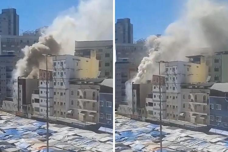 Incêndio em restaurante de hotel causa coluna de fumaça em Aparecida (SP); veja vídeo