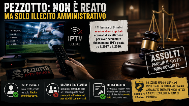 “Pezzotto privato è illecito, non ricettazione”: la sentenza del Tribunale di Brindisi