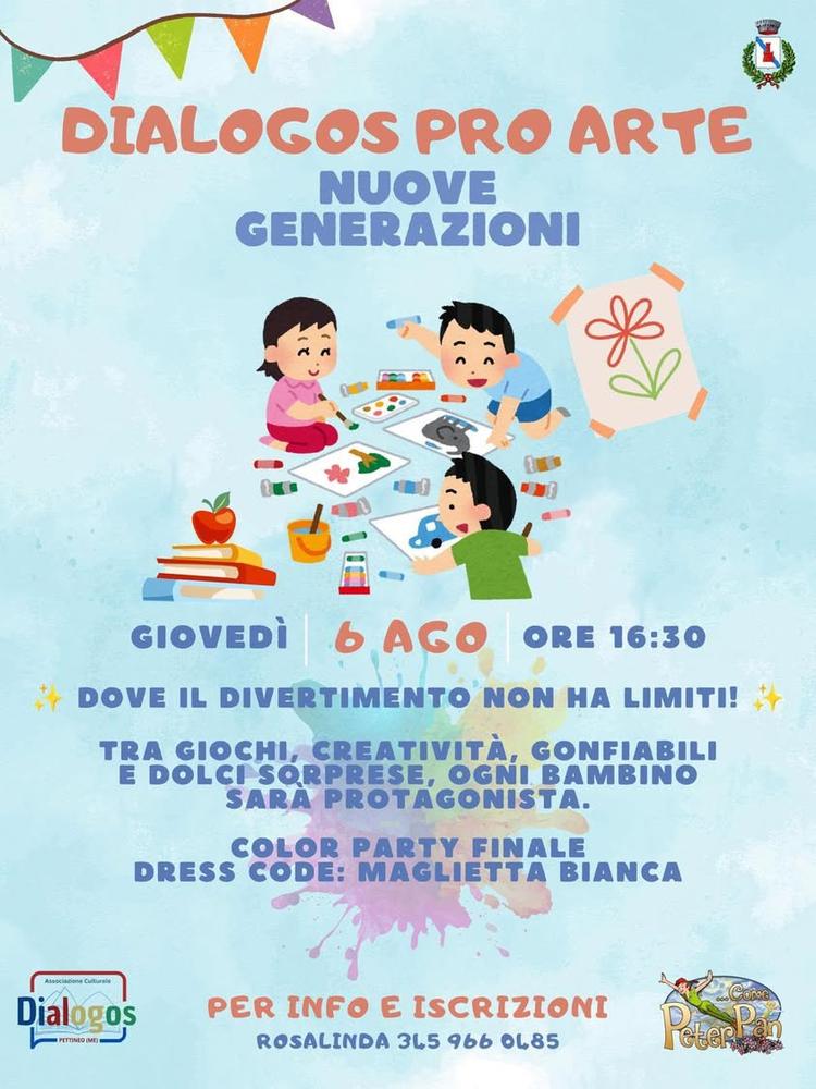 🎨 Dialogos Pro Arte – Nuove Generazioni: Vi aspettiamo OGGI!  Un evento per bambini e famiglie , venerdì 7 agosto, a pa...