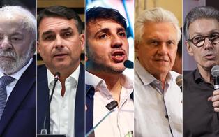Lula destaca ações do governo, Flávio foca em segurança e Caiado promete tirar PT do poder na estreia eleitoral