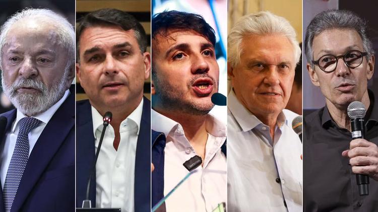 Lula destaca ações do governo, Flávio foca em segurança e Caiado promete tirar PT do poder na estreia eleitoral