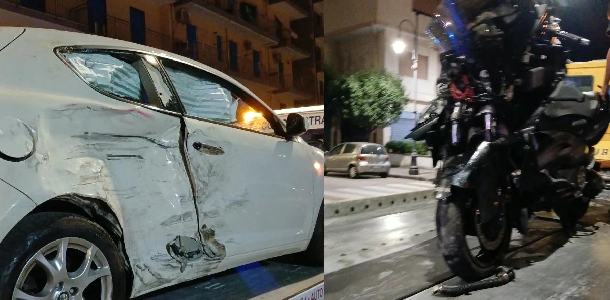 Pontecagnano, scontro nella notte tra auto e moto: ferito il centauro