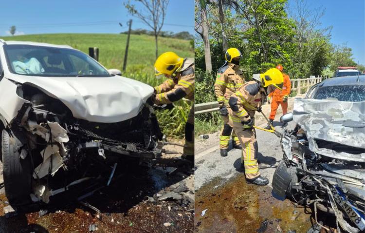 Acidente entre carros deixa dois feridos e bloqueia trecho da BR-235 em Laranjeiras