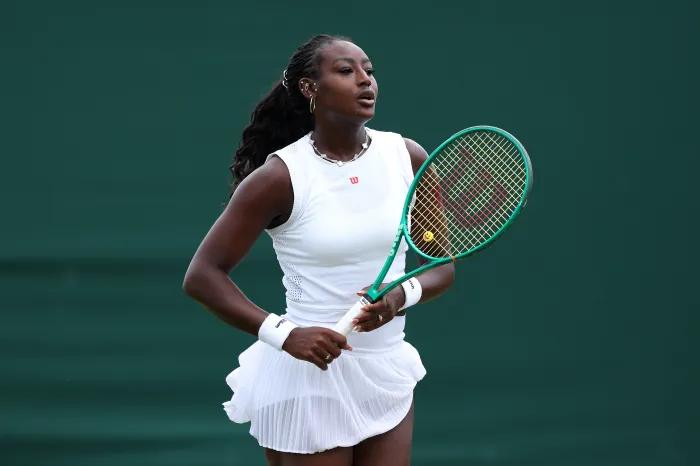 Alycia Parks of the United States prepares to receive a serve from looks Mananchaya Sawangkaew of Thailand during their second- round match at Wimbledon on July 1, 2026, at All England Lawn Tennis and Croquet Club in London.Cameron Spencer / Getty Images
