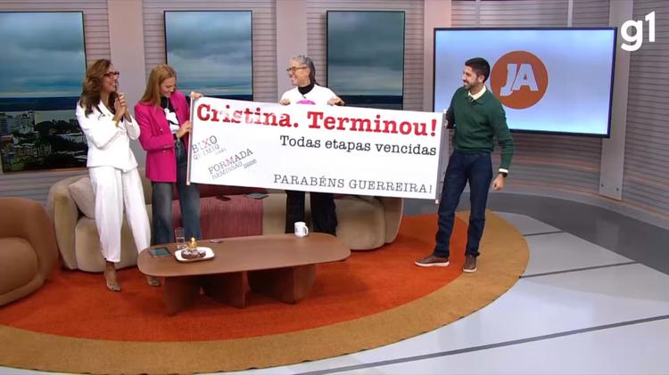 Cristina Ranzolin toma último remédio para tratamento de câncer ao vivo no Jornal do Almoço; VÍDEO
