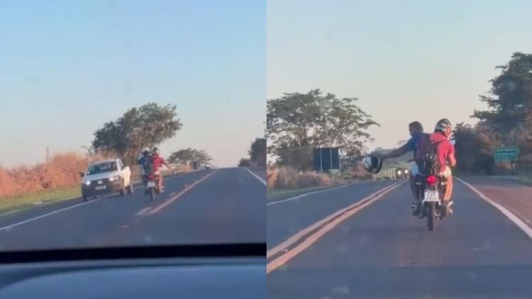 VÍDEO: motociclista é flagrado em zigue-zague, invadindo contramão e tirando capacete em Araçatuba