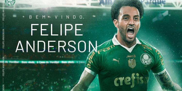 Palmeiras anuncia a contratação do atacante Felipe Anderson, da Lazio