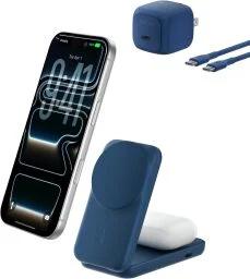 The Belkin Qi2.2 25W Wireless 2-in-1 Foldable Fast Charging Station