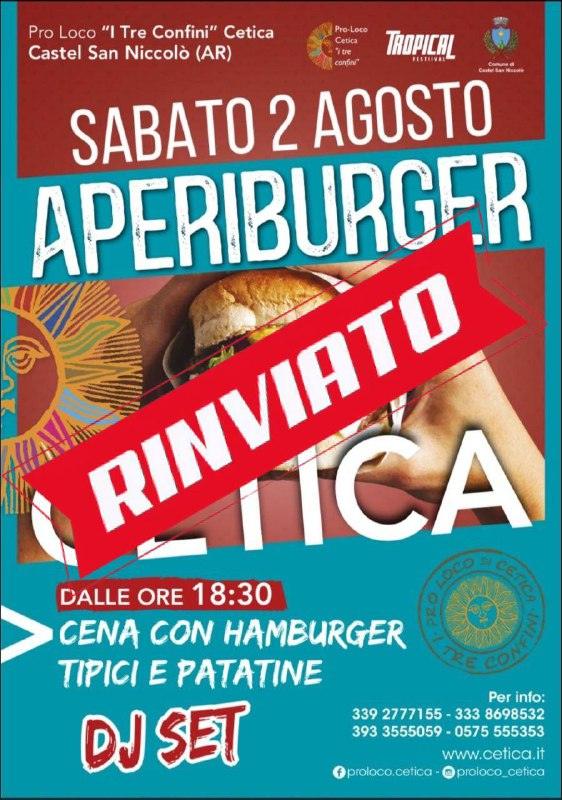 Causa maltempo l’evento Aperiburger di oggi è annullato